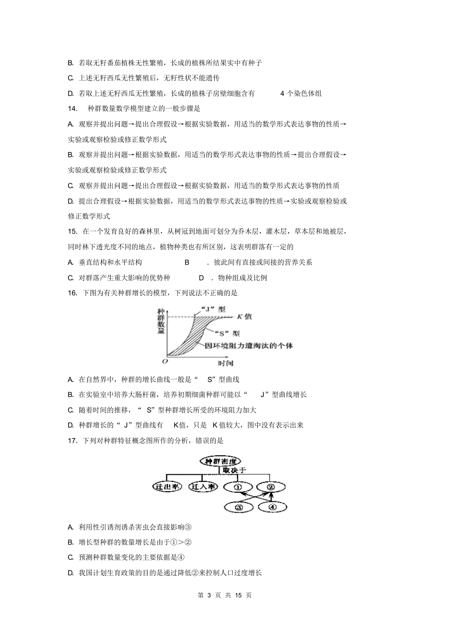 学业水平测试生物必修3复习_第3页