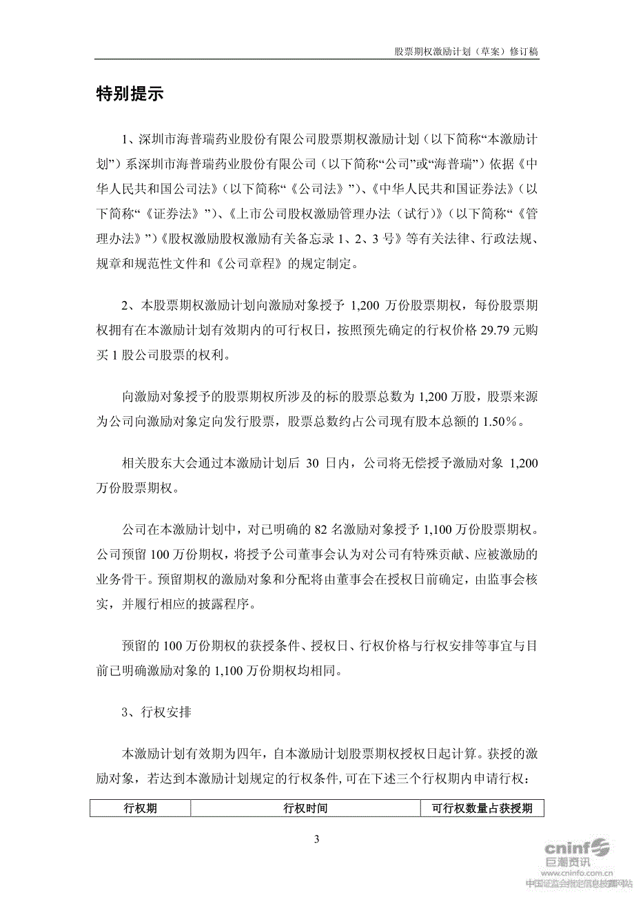 股票期权激励计划(草案)修订稿_第3页