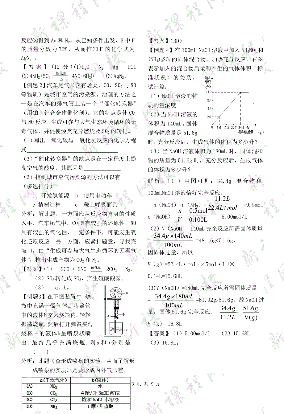 生产生活中的含氮化合物 辅导与测试 1_第3页