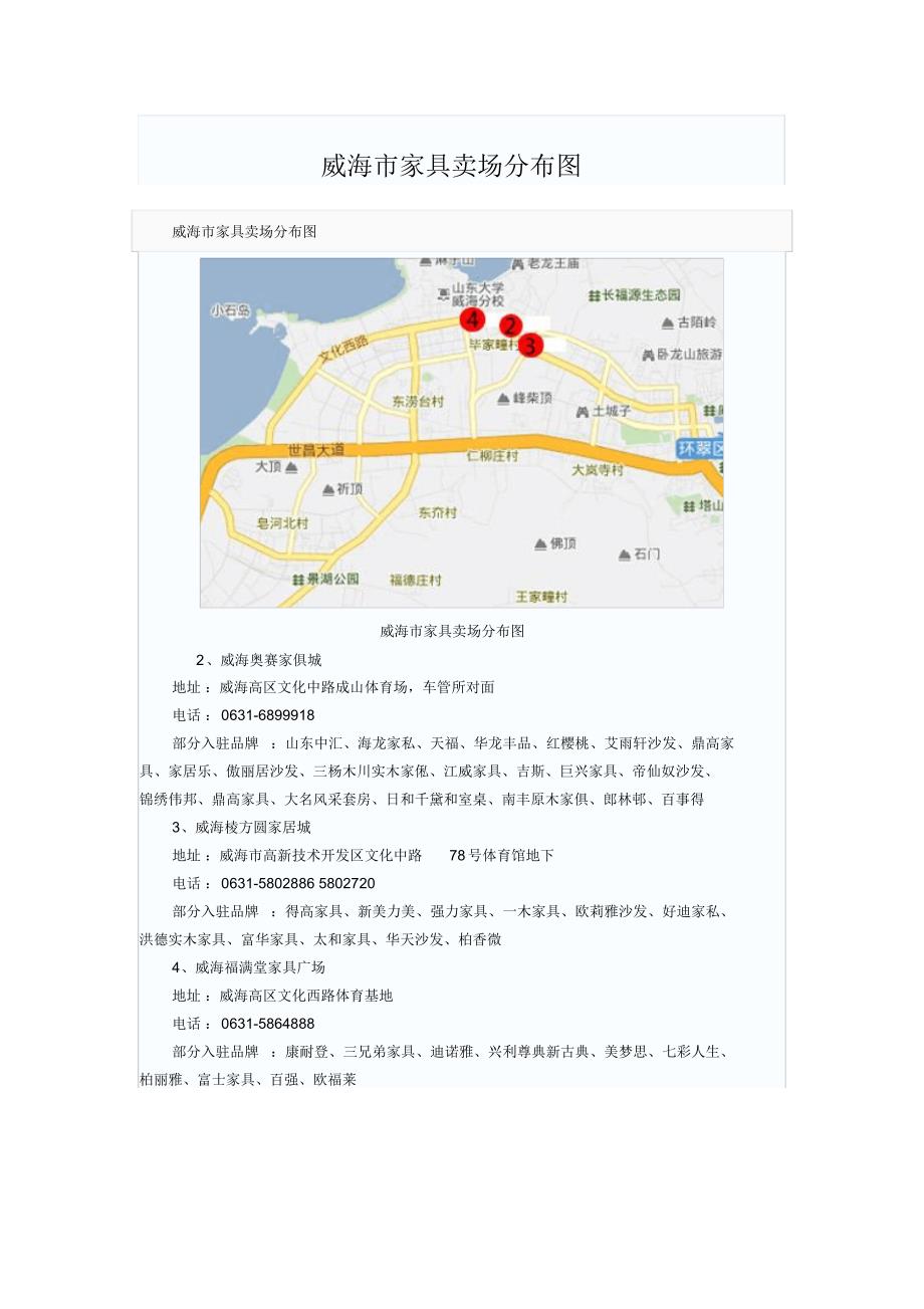 威海市家具卖场分布图_第1页