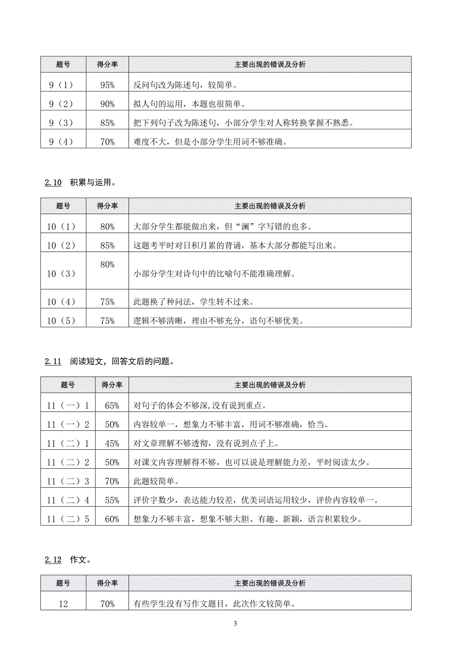 四年级语文期末测试分析报告_第3页