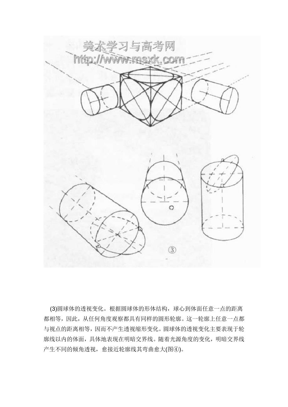 圆面、圆柱体与圆球体的透视变化规律_第3页