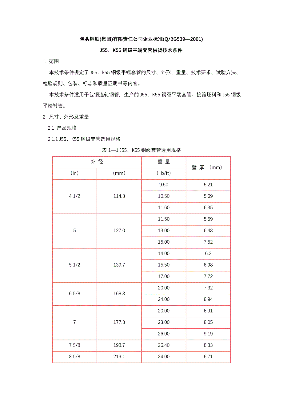 包钢j55 n80标准_第1页