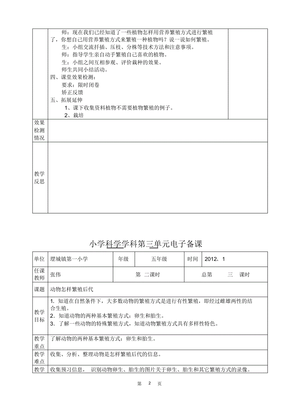 小学科学学科五年级第三单元电子备课(张伟3)_第2页