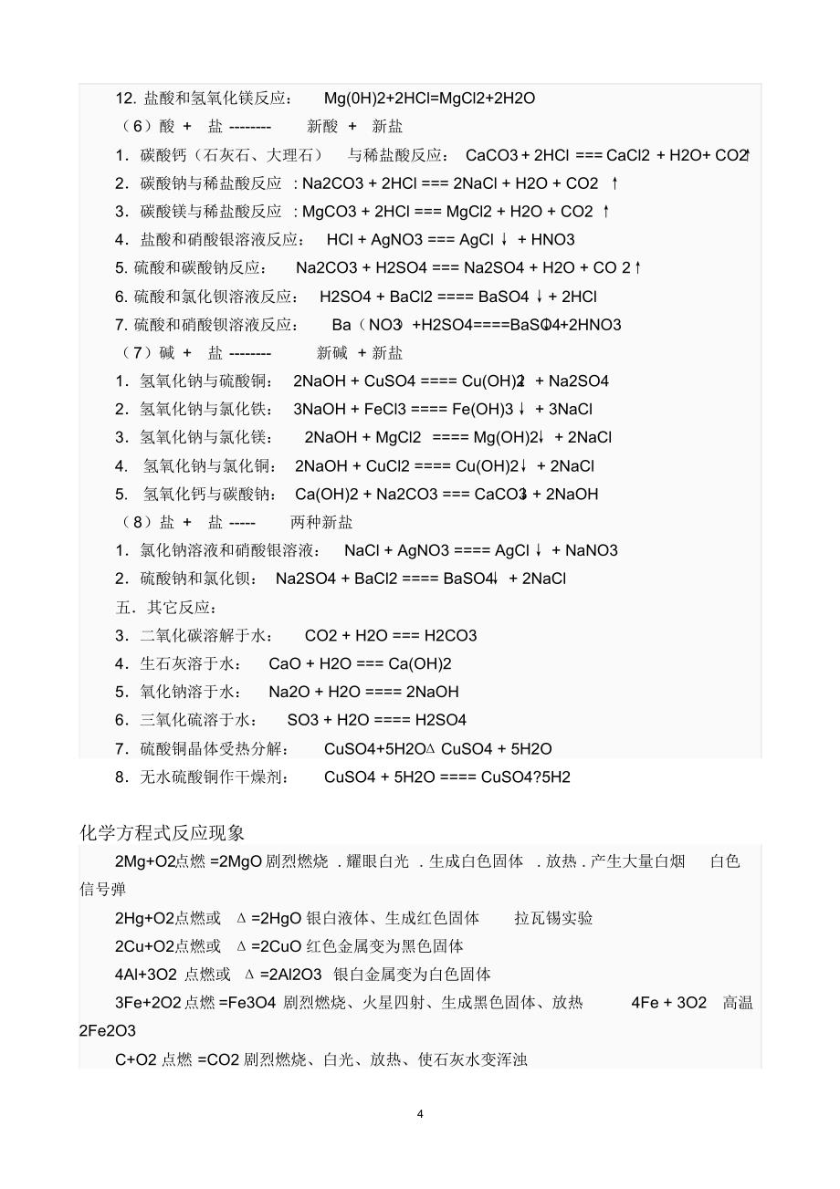 初中化合反应方程式汇总_第4页