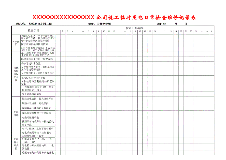 施工现场电工维修巡查记录_第3页