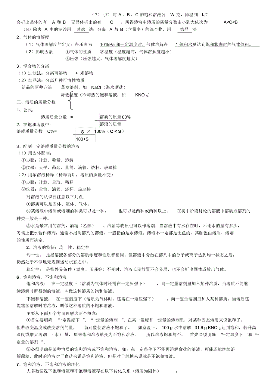 初中化学溶液寒假知识点总结_第2页