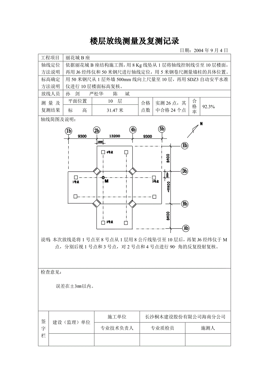 楼层放线测量及复测记录_第2页