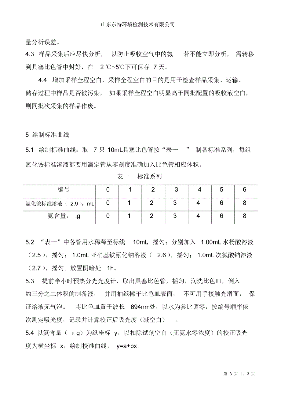 氨逃逸浓度测定操作规程_第3页