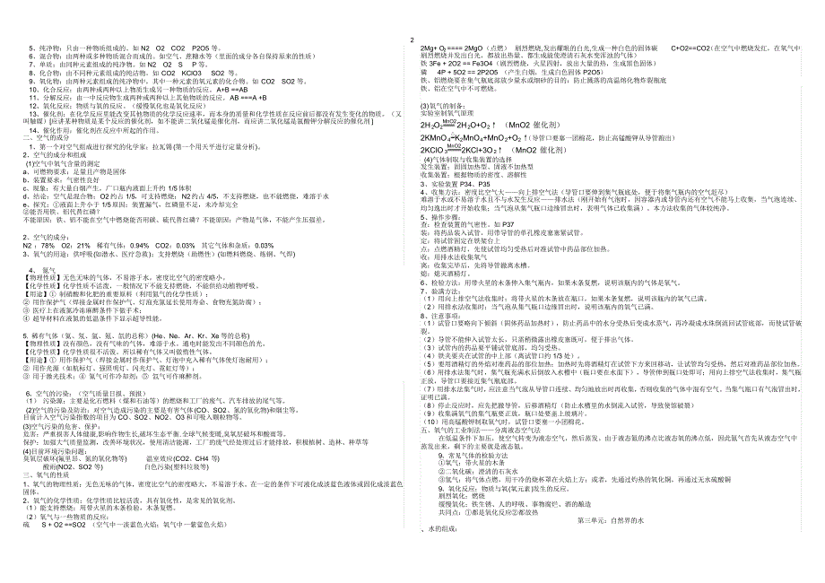 初三(九年级)上册化学复习提纲_第2页
