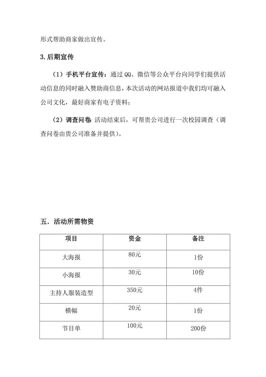 2016送大四毕业晚会赞助策划书_第5页