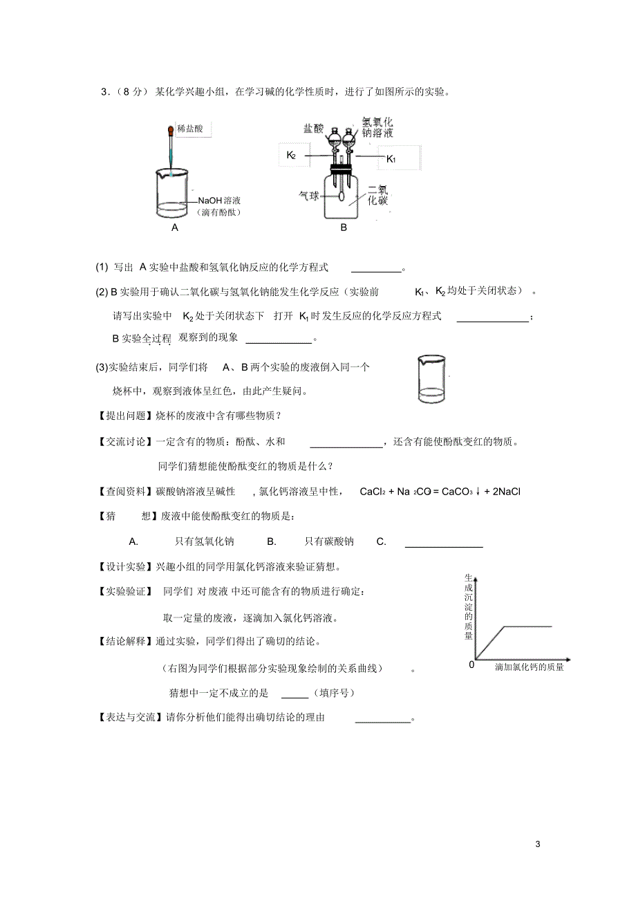 初三酸碱盐实验探究题_第3页