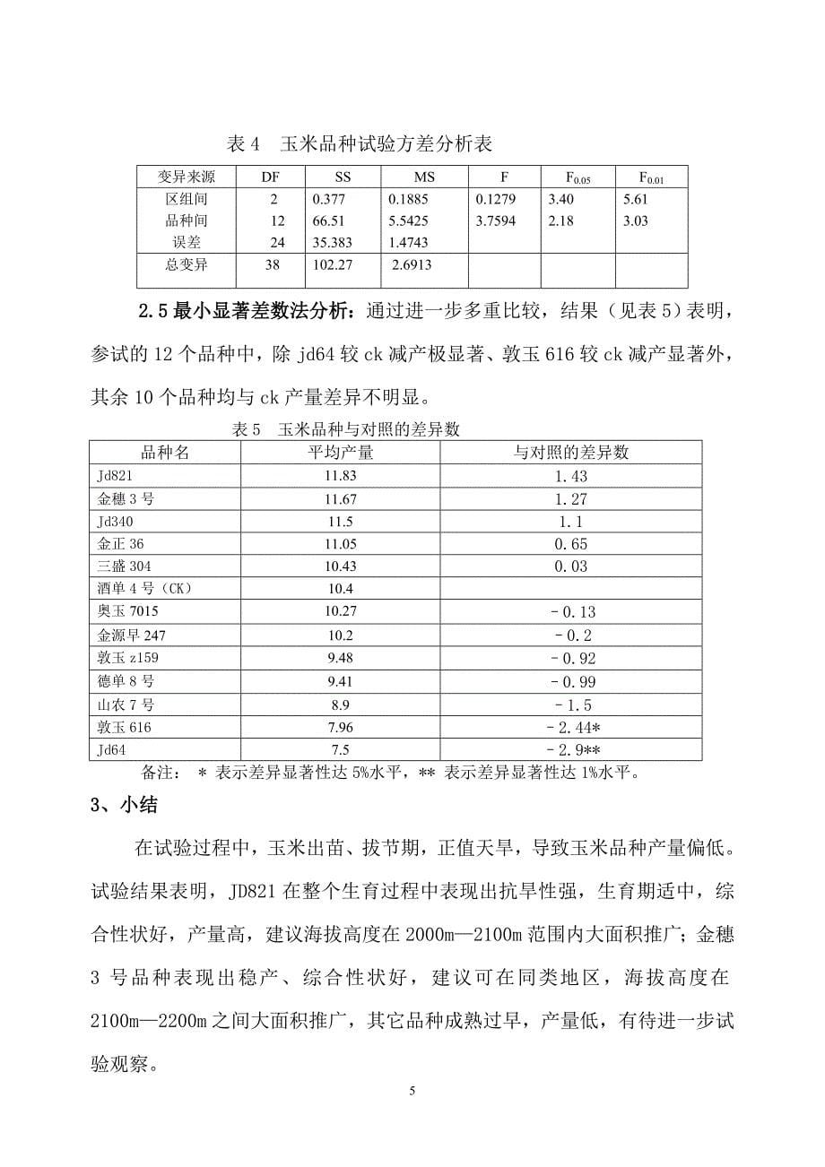 全膜双垄沟播玉米品比试验总结_第5页