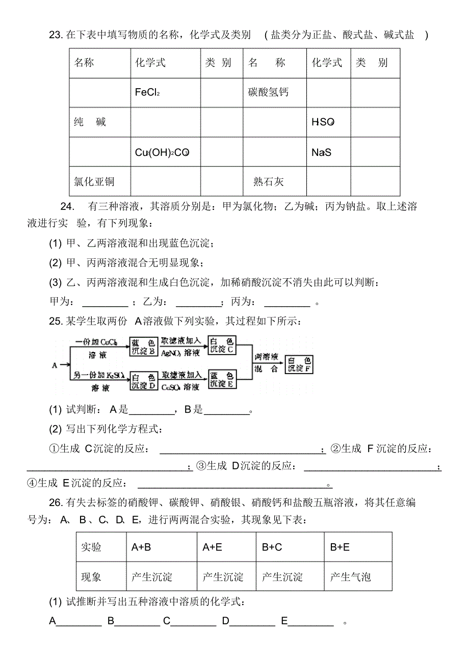 初中化学专题——酸碱盐测试题(含答案)_第3页