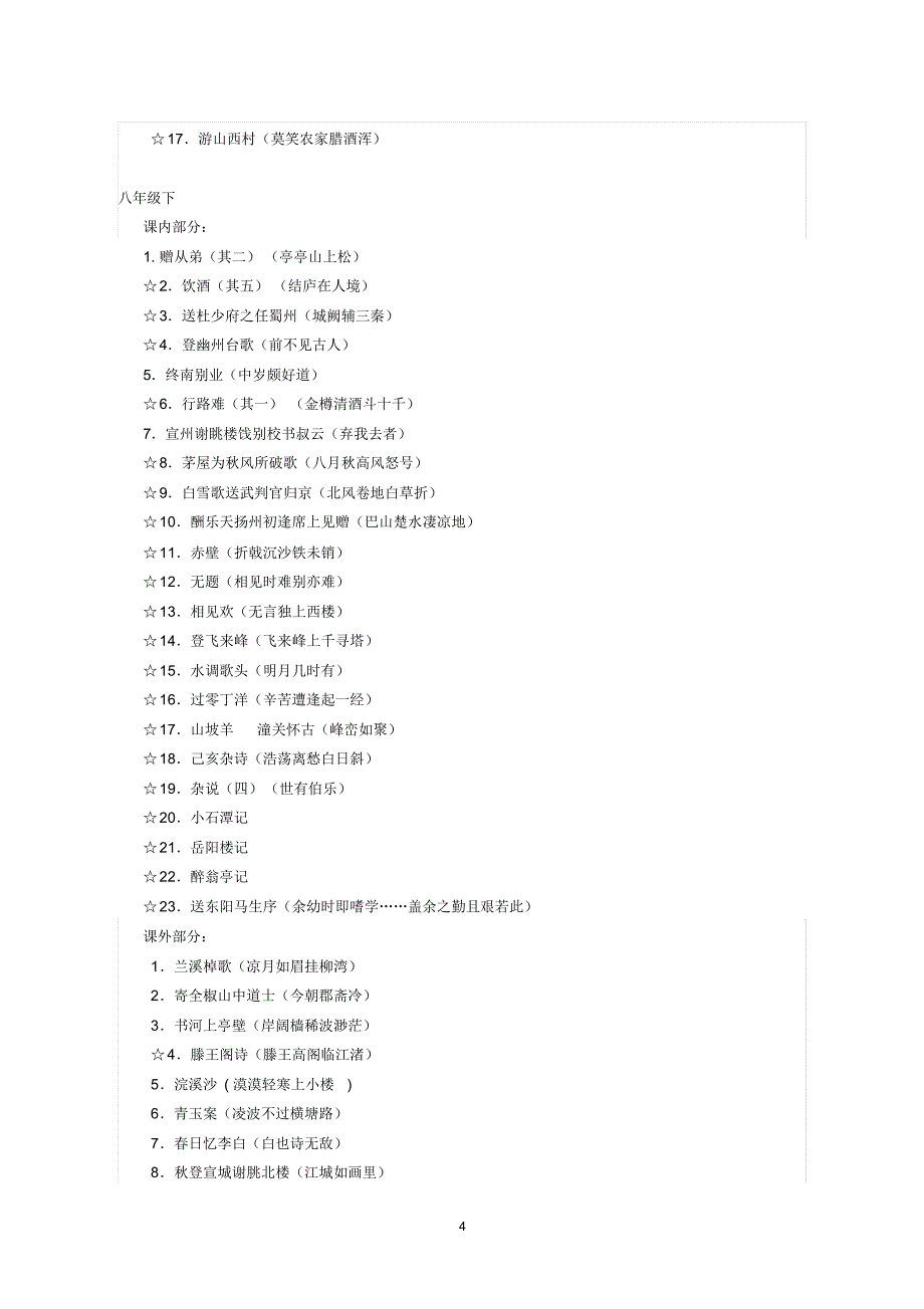 宁波市初中语文经典古诗文背诵推荐篇目(共196篇)_第4页