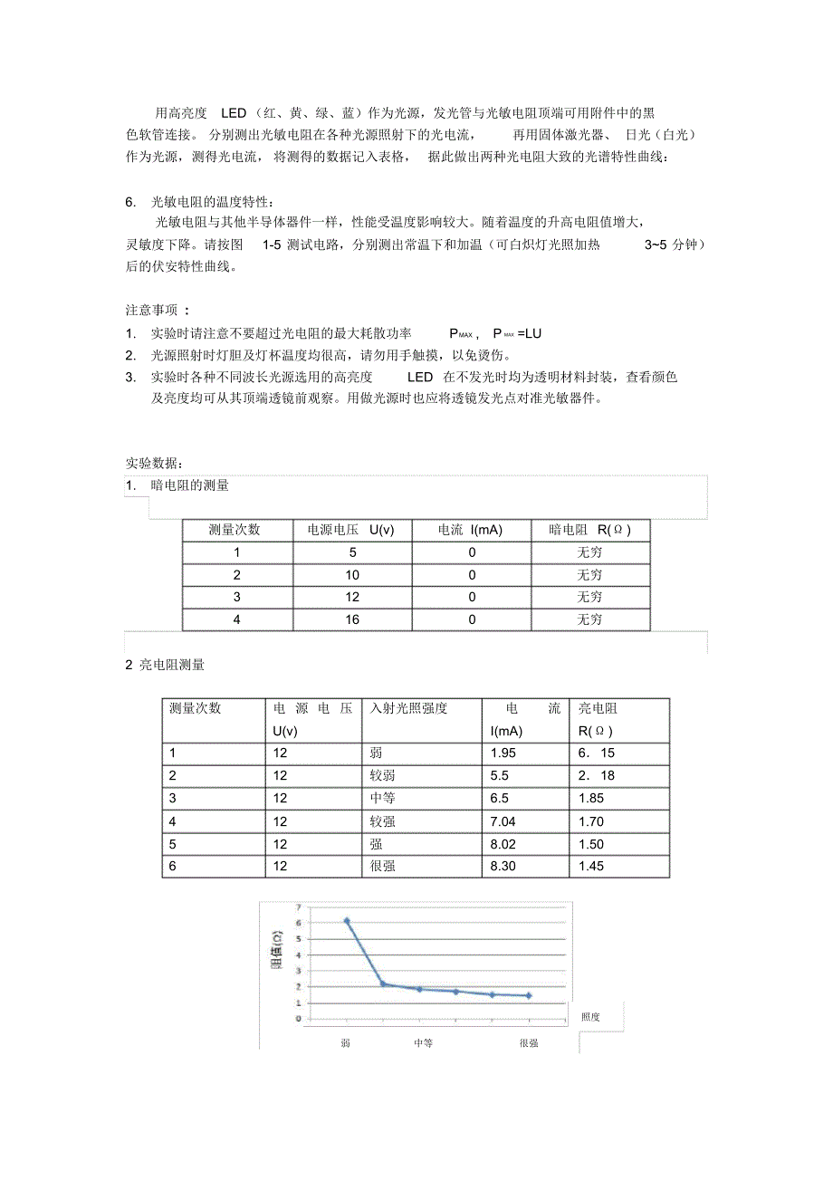 实验一光敏电阻特性实验_第4页