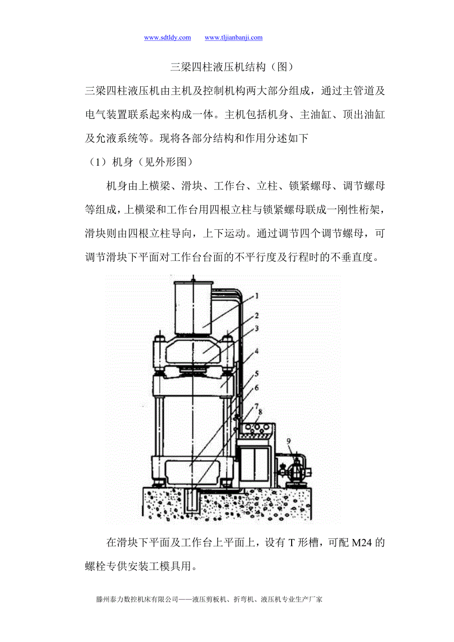 三梁四柱液压机结构(图)_第1页