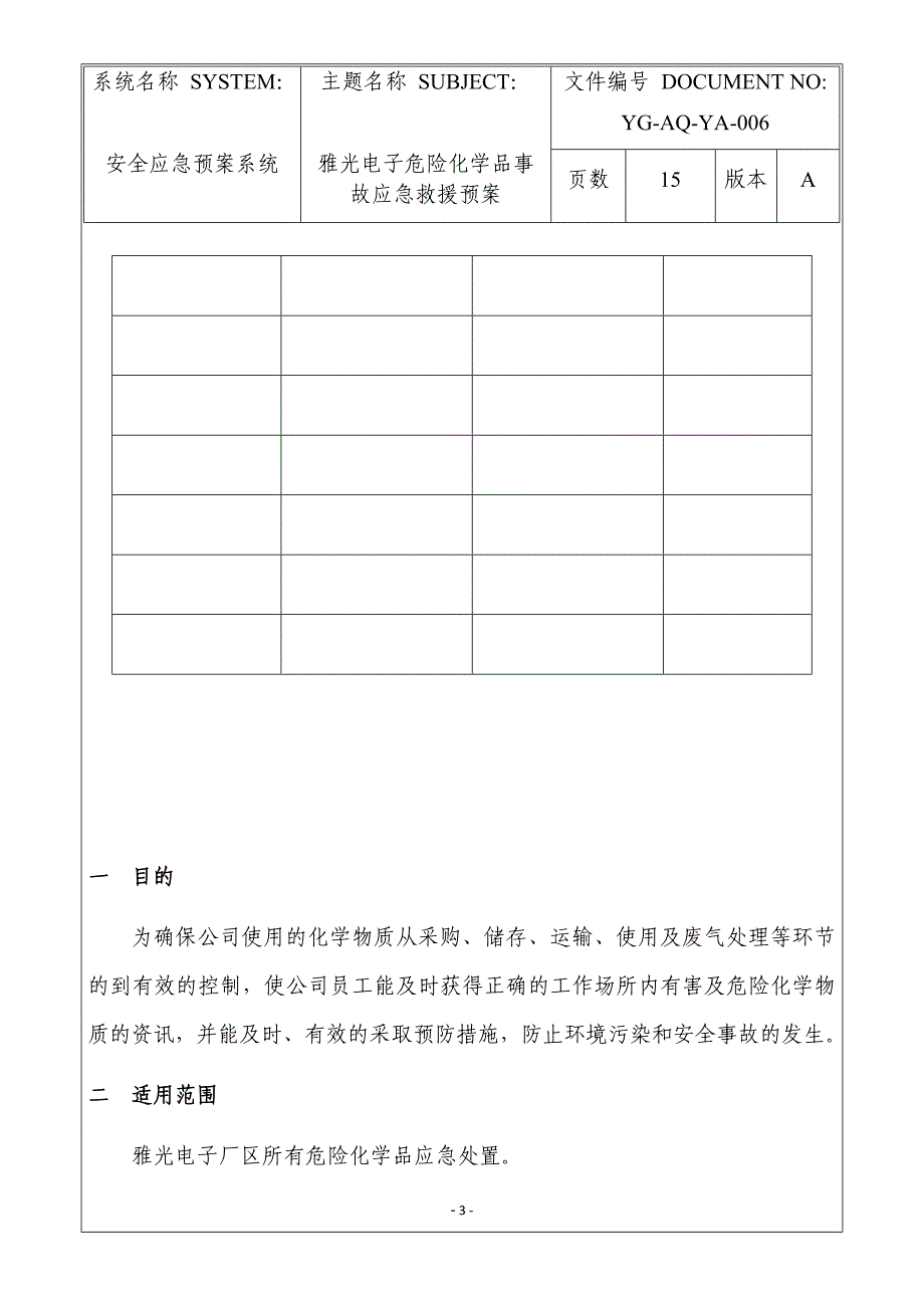 雅光电子危险化学品事故应急救援预案_第3页