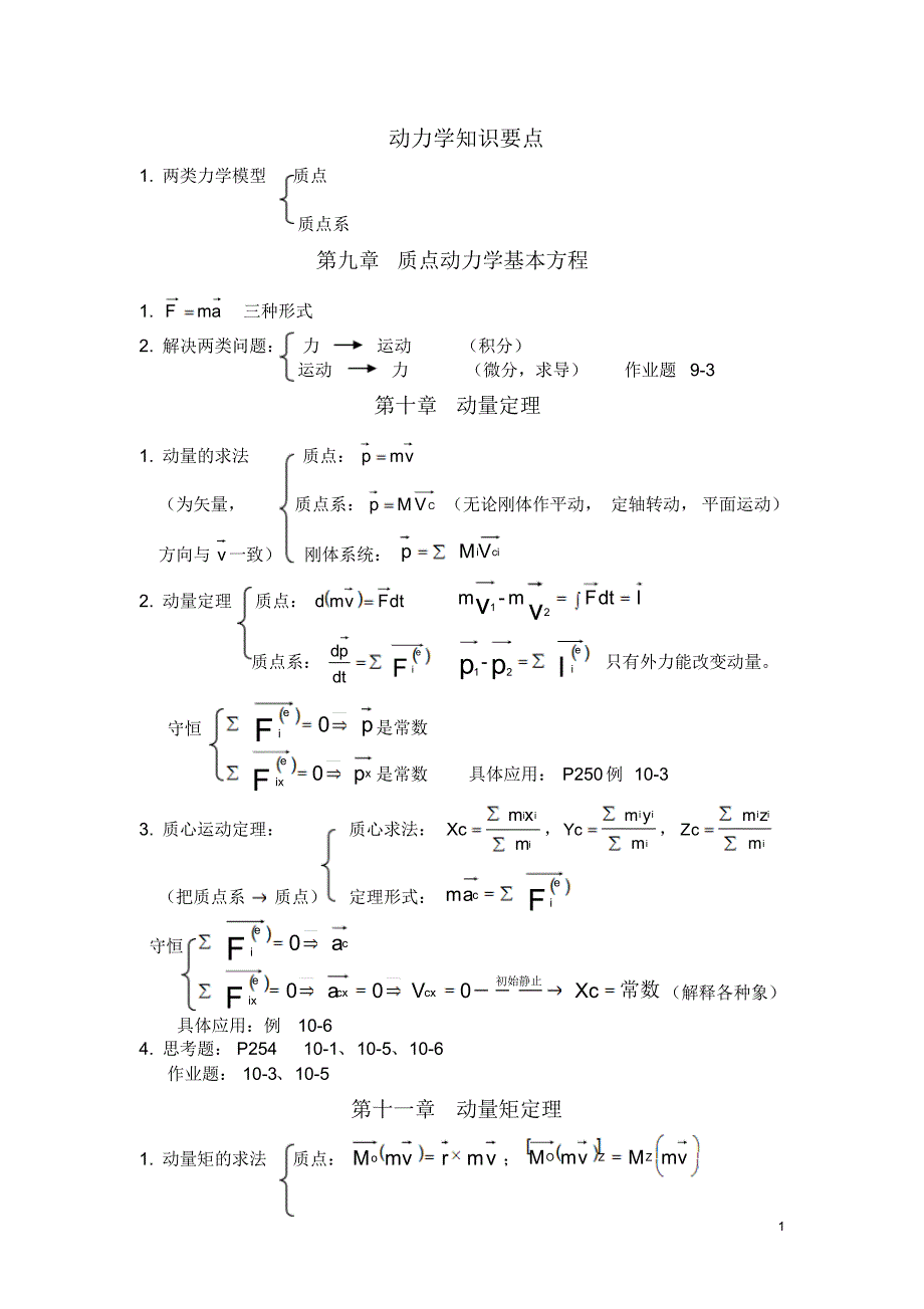 动力学知识要点_第1页