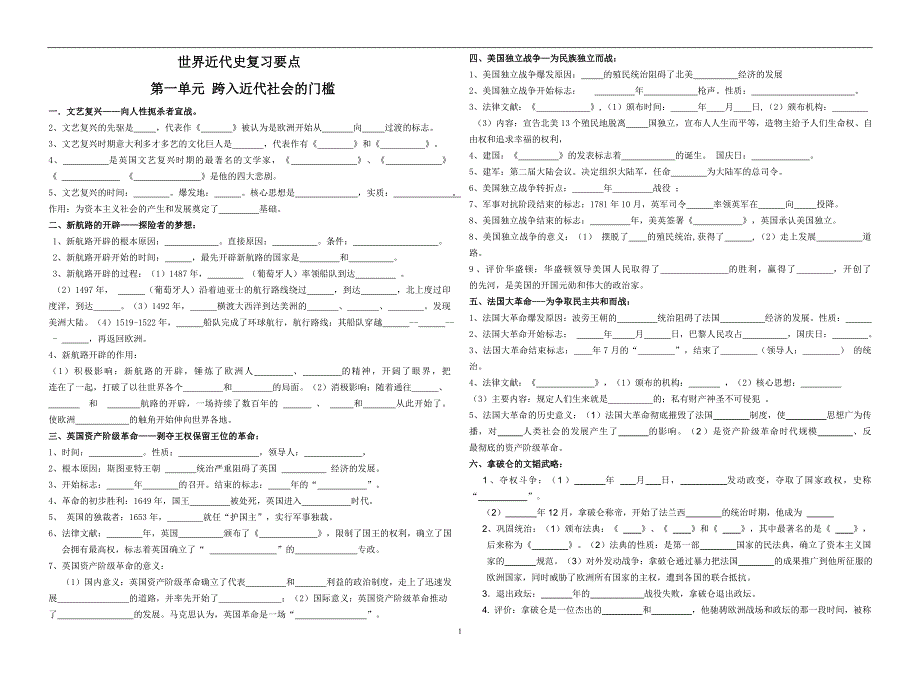 世界近代史复习要点_第1页