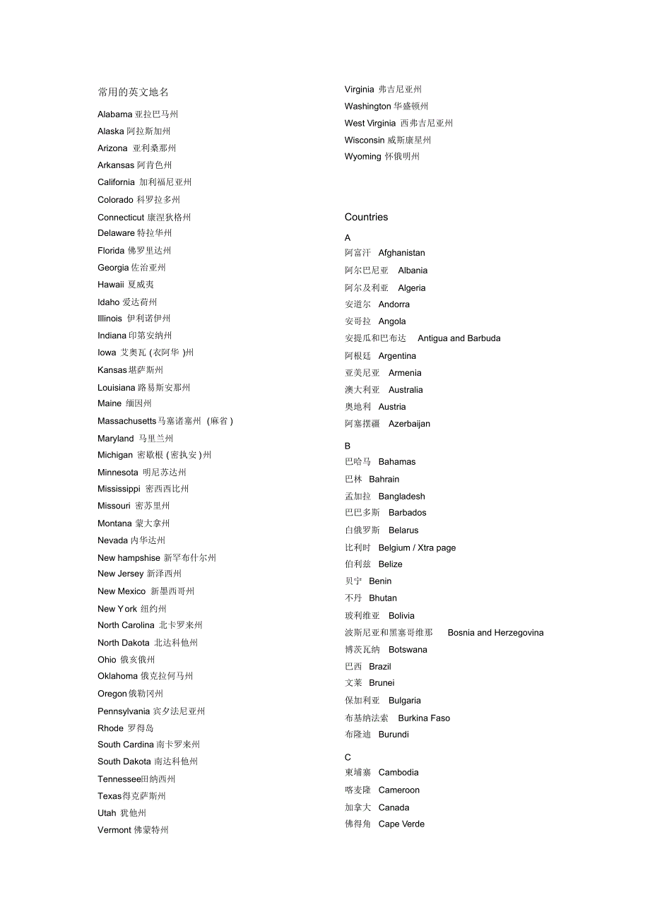 常用英语地名_第1页