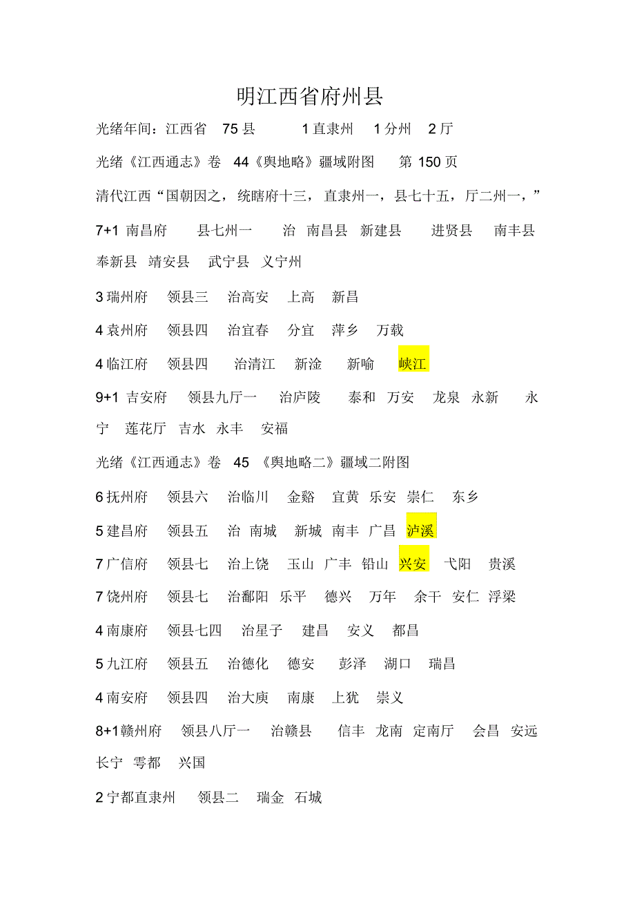 明清江西省府州县_第1页