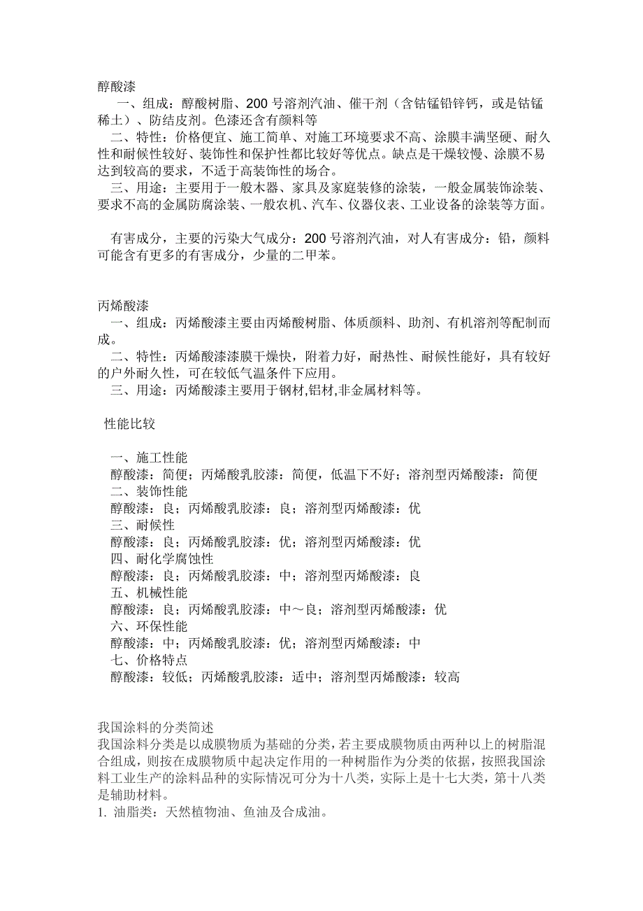 常用油漆的特性_第1页