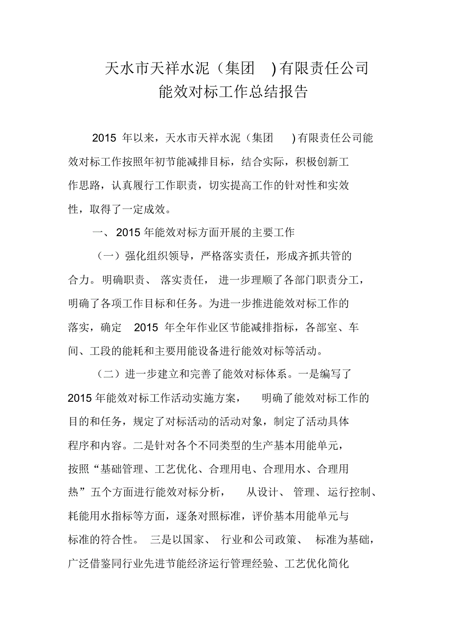 水泥能效对标报告_第1页