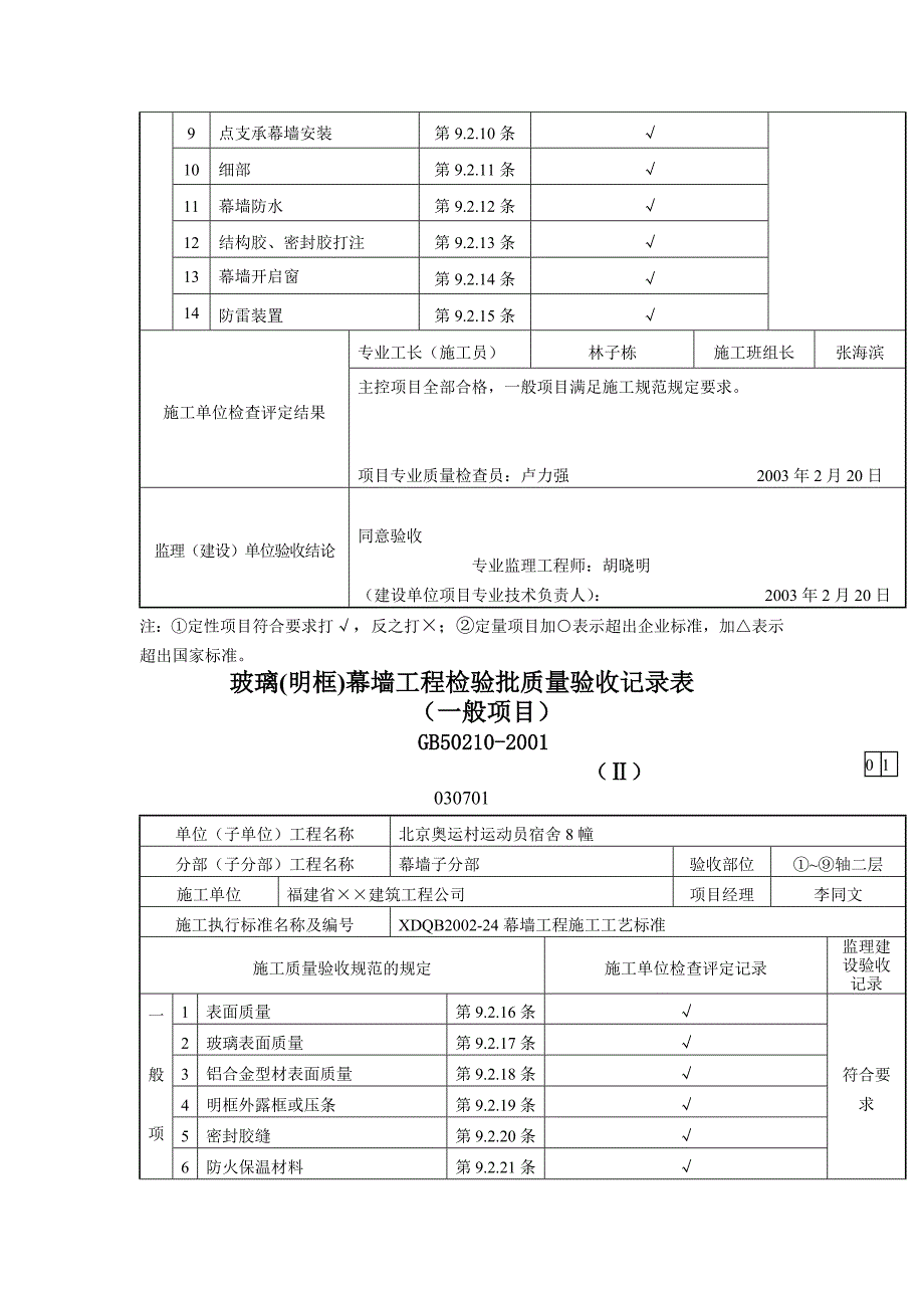 幕 墙 分部(子分部)工程质量验收记录文档_第4页