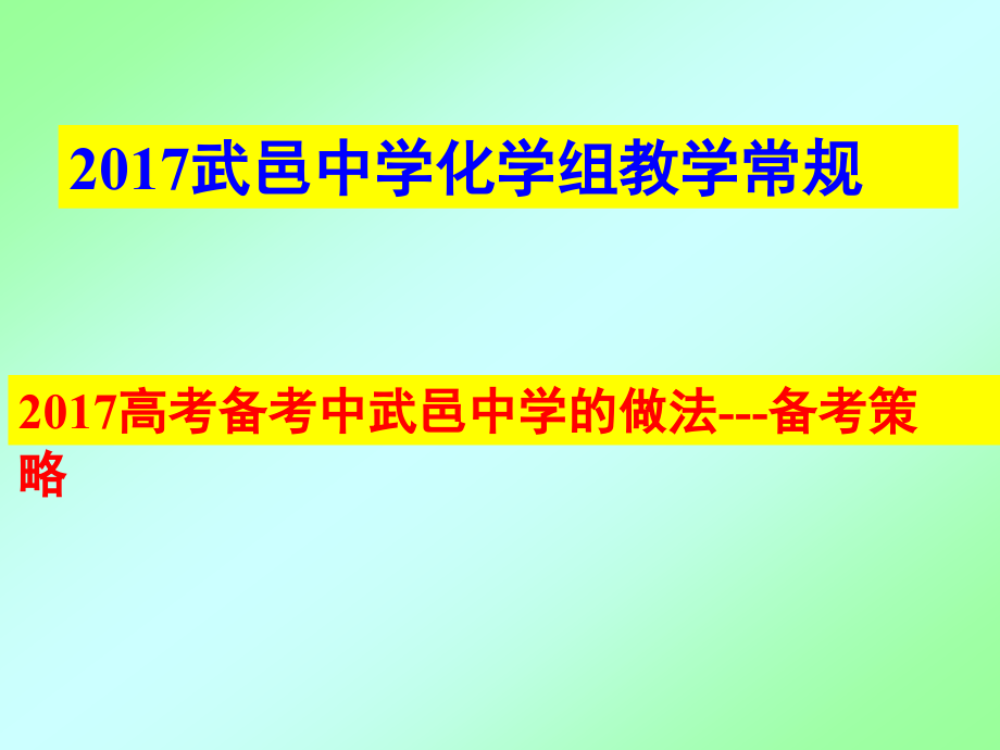 河北武邑中学2017年高考化学备考策略_第2页