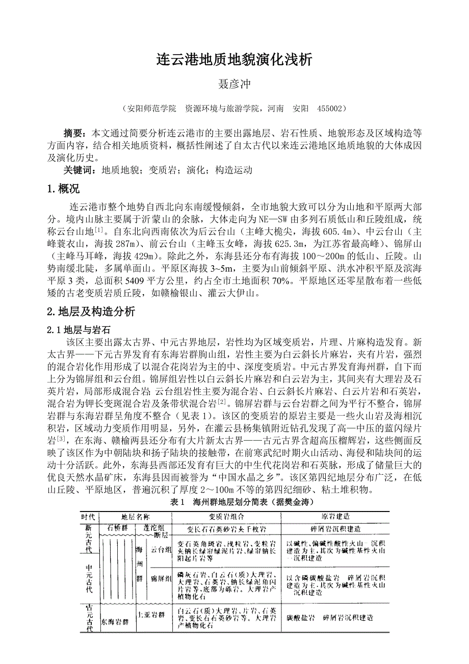 连云港地质地貌演化浅析_第1页