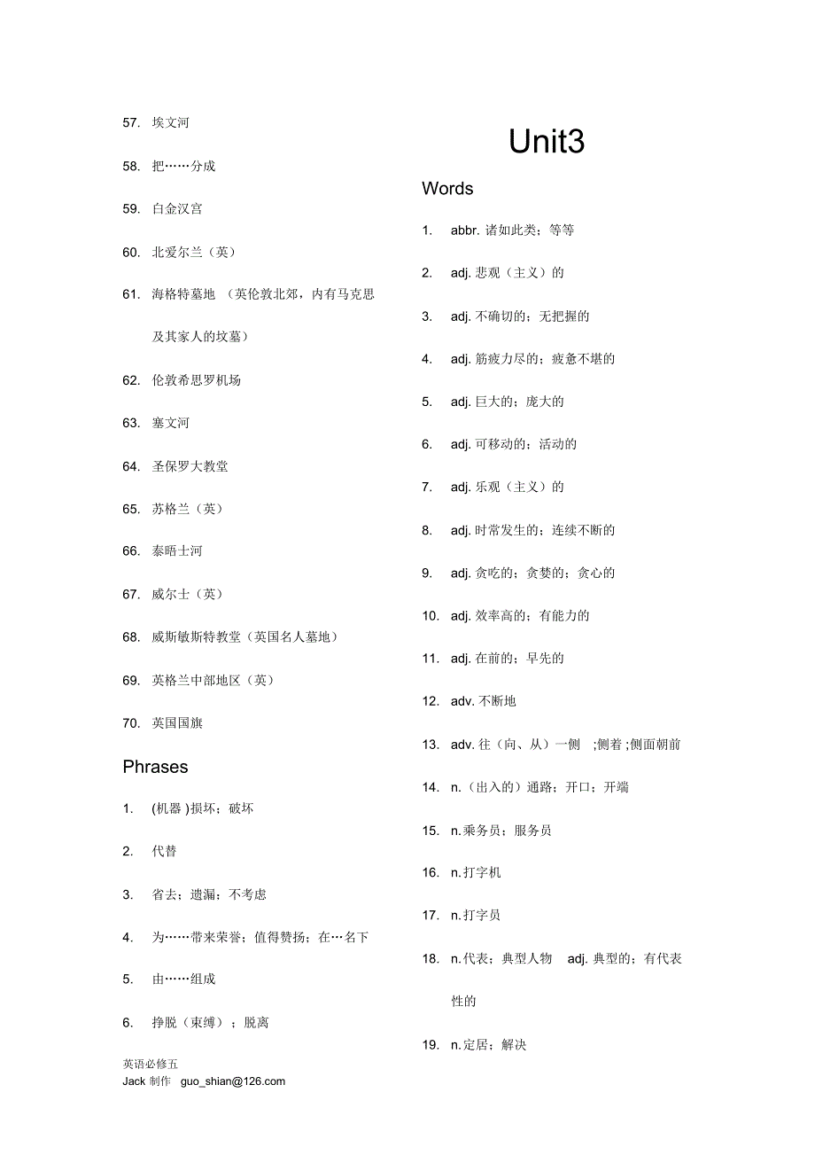 人教版英语必修5单词默写用(汉译英)_第4页