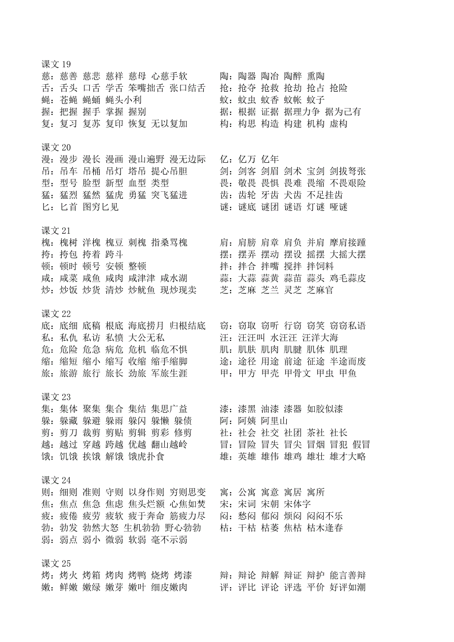 三下各单元生字组词及成语解释_第4页