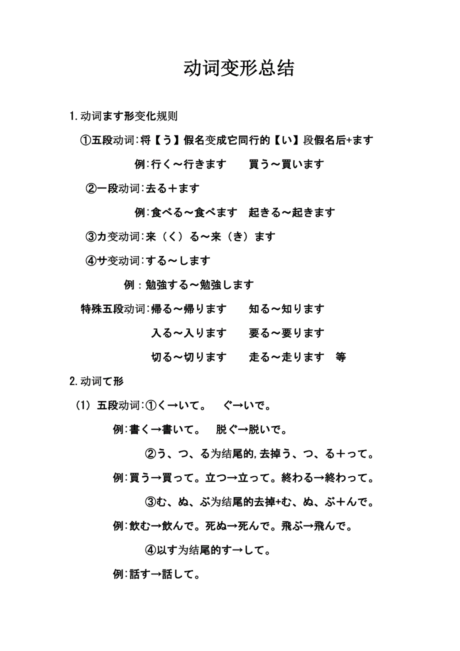 日语动词变形总结(11种)_第1页