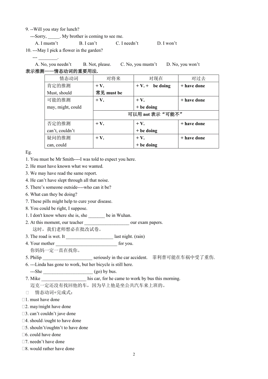 高考情态动词复习(学生版)_第2页