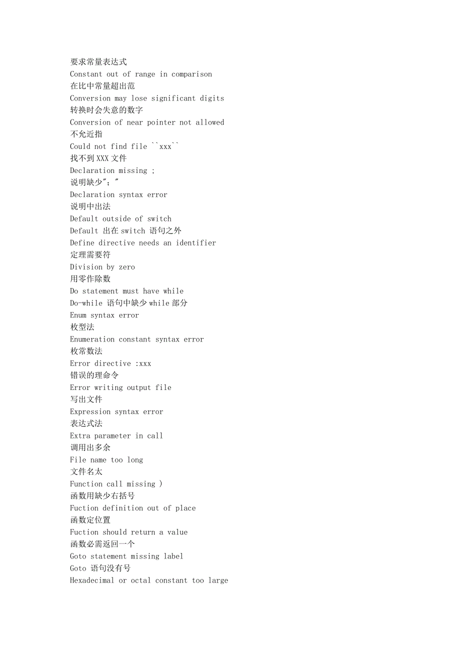 c语言报错信息中英文对照_第2页