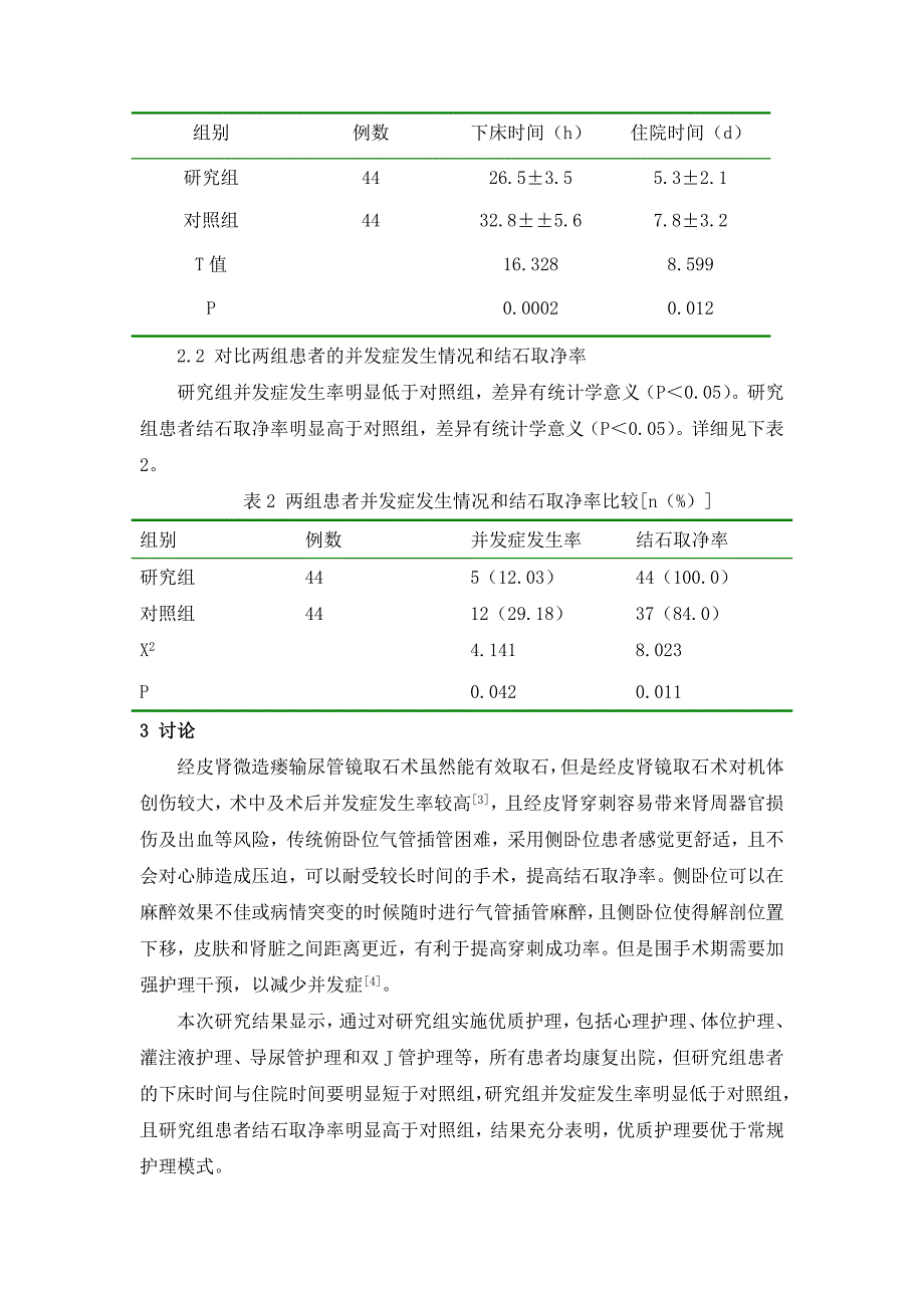 侧卧位经皮肾微造瘘输尿管镜取石术治疗输尿管结石的临床护理观察_第3页