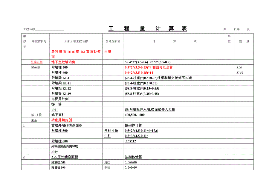 装饰工程量计算表_第4页