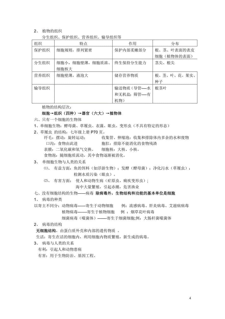 生物水平测试主题二生物的结构层次4_第4页