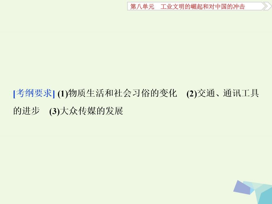 2017高考历史一轮复习  工业文明的崛起和对中国的冲击 第16讲 新潮冲击下的社会生活与交通、通讯的变化课件_第2页