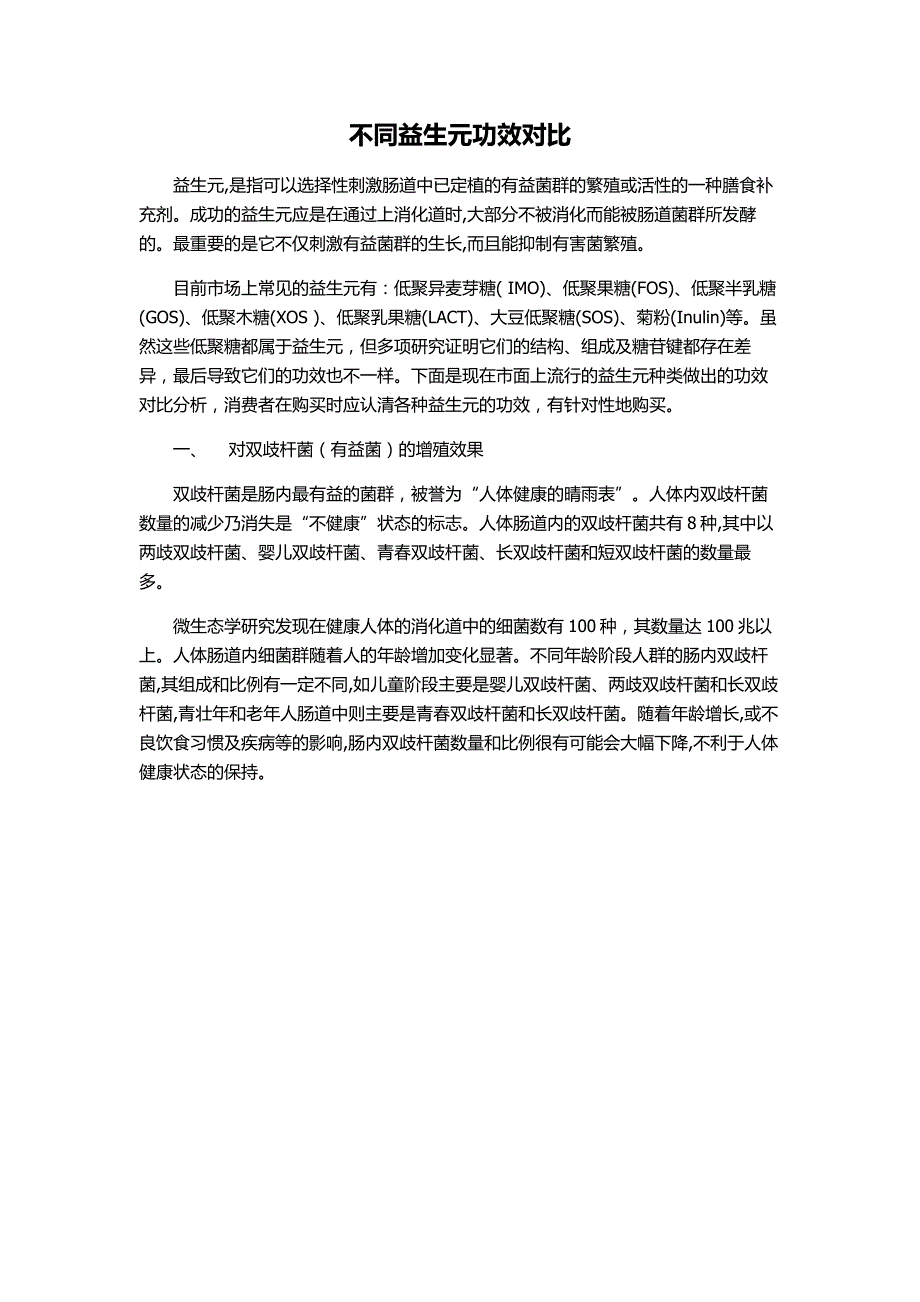 不同益生元功效对比_第1页