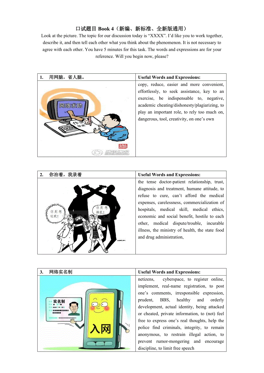 大学英语口语考试题  漫画版_第1页