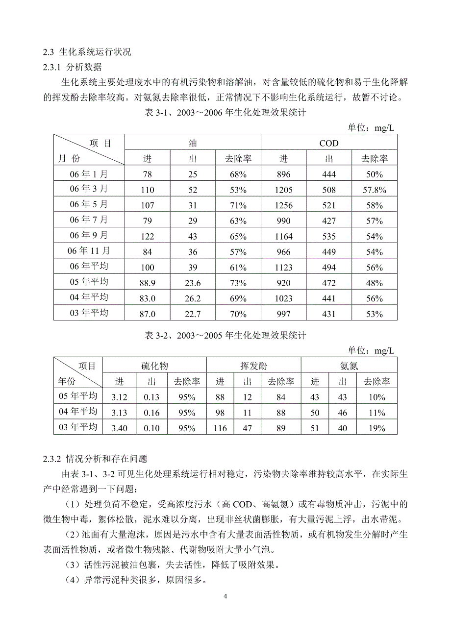 公用工程部初级污水处理场浮选、生化系统运行现状浅析_第4页