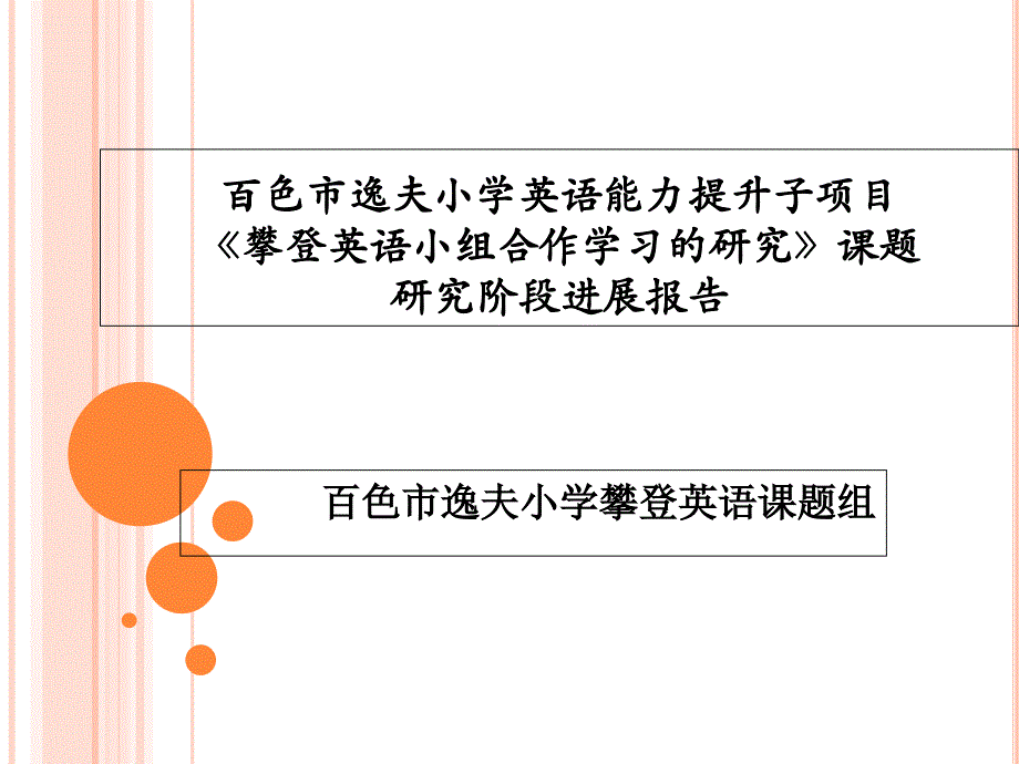 我攀登我快乐——攀登英语活动进展活动汇报_第1页