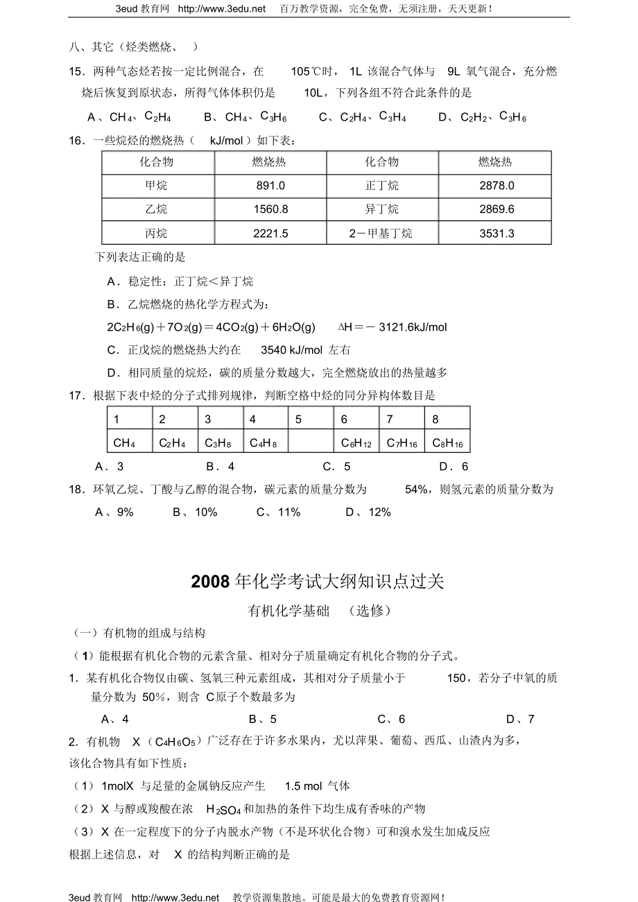 九年级化学科考试大纲知识点过关_第3页