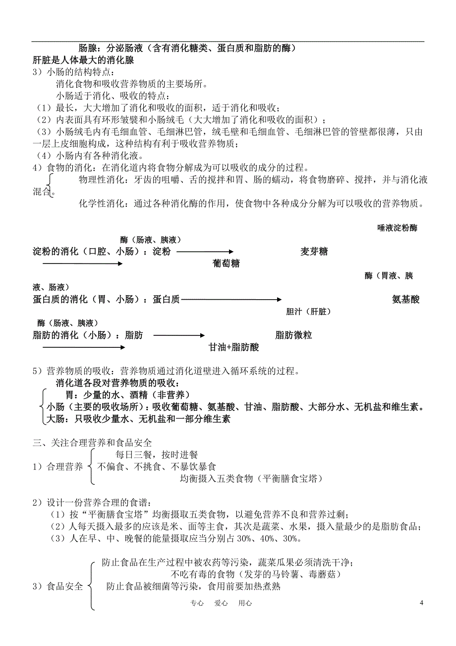 七年级生物下册 第四单元  生物圈中的人知识点 人教新课标版_第4页