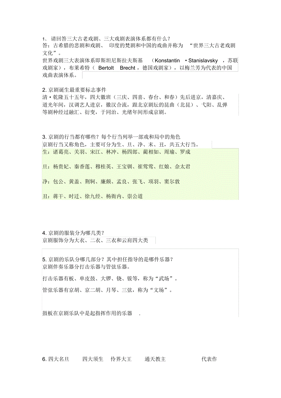 京剧欣赏期末作业答案_第1页