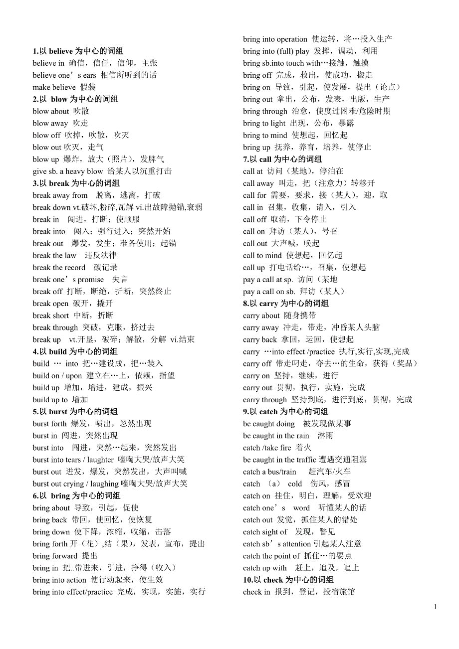 常用动词的介词短语(全)_第1页