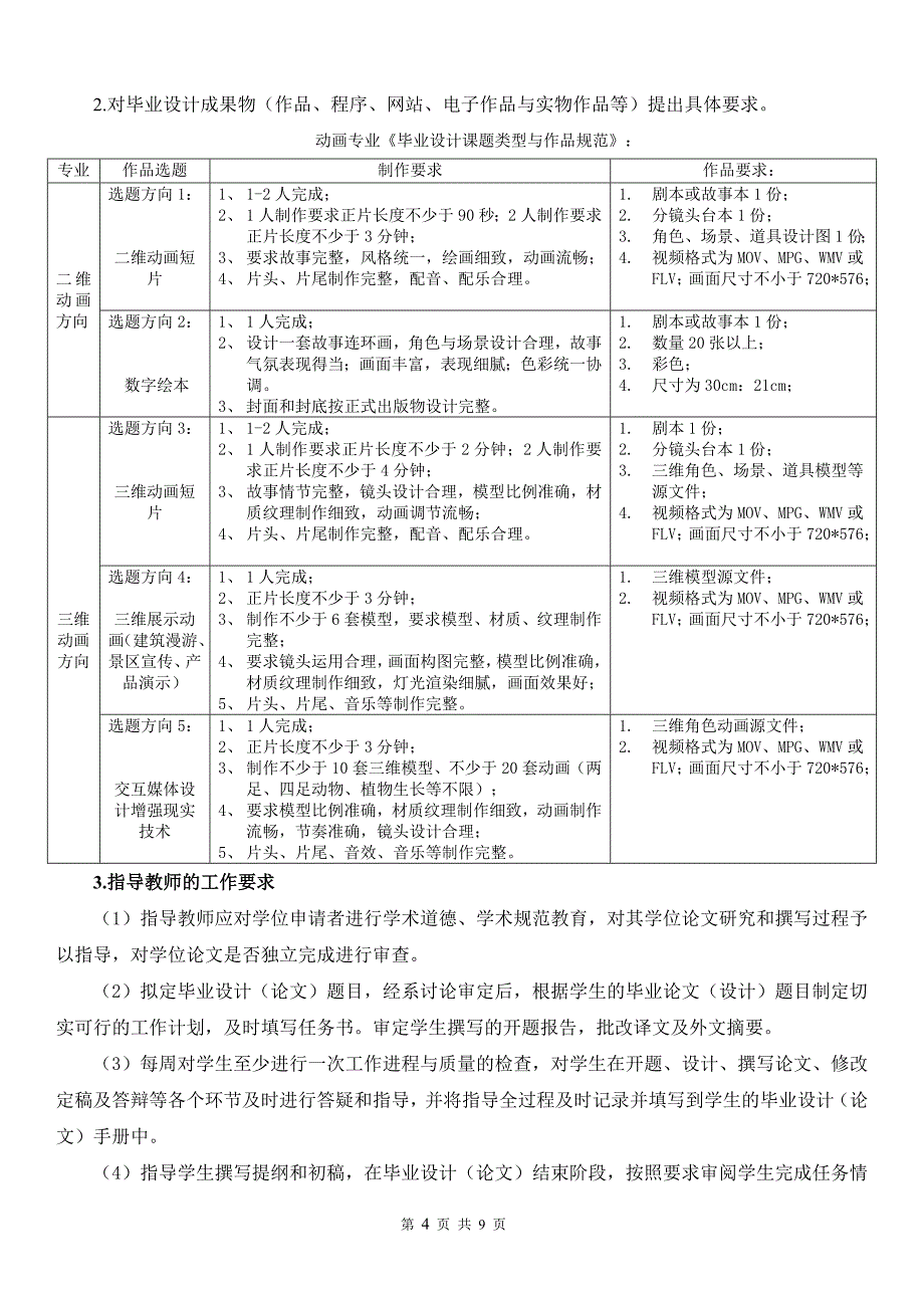 《动画》专业毕业设计(论文)实施方案20014-2015 (2)_第4页