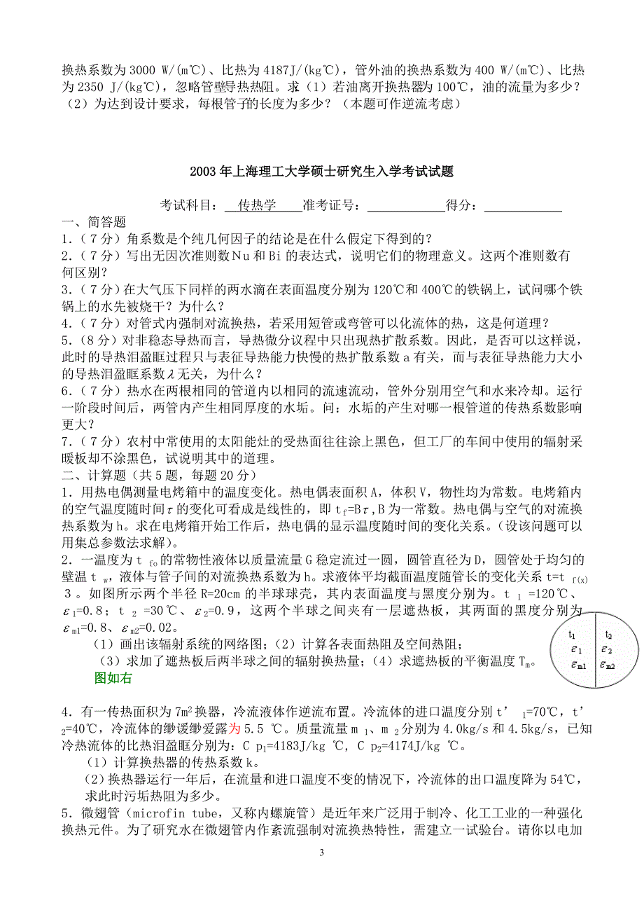 上海理工01-08年传热学考研试题_第3页